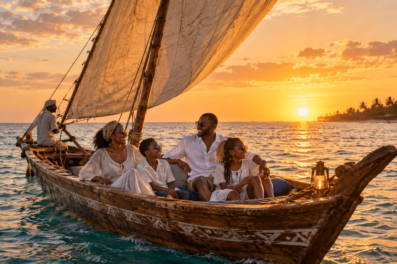 Couple dining on the beach at sunset